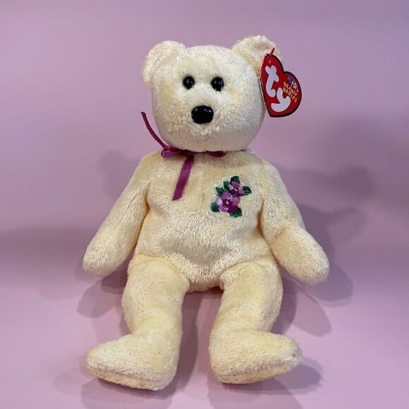 2002 10 years of Beanie Babies TY Beanie Baby Mother Yellow w Sparkles Plush Toy - Picture 1 of 10